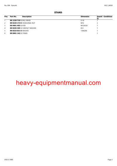 CLAAS DISCO 3900 MOWER PARTS CATALOG MANUAL SN 99901001-99999999