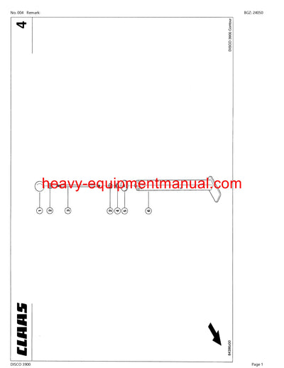 CLAAS DISCO 3900 MOWER PARTS CATALOG MANUAL SN 99901001-99999999