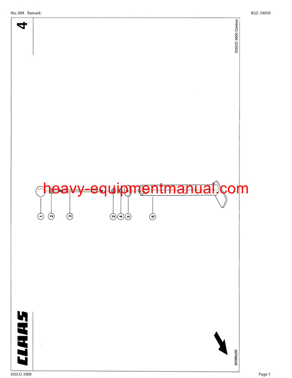 CLAAS DISCO 3900 MOWER PARTS CATALOG MANUAL SN 99901001-99999999