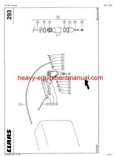 PDF Claas 118 - 108 Dominator Combine Parts Manual