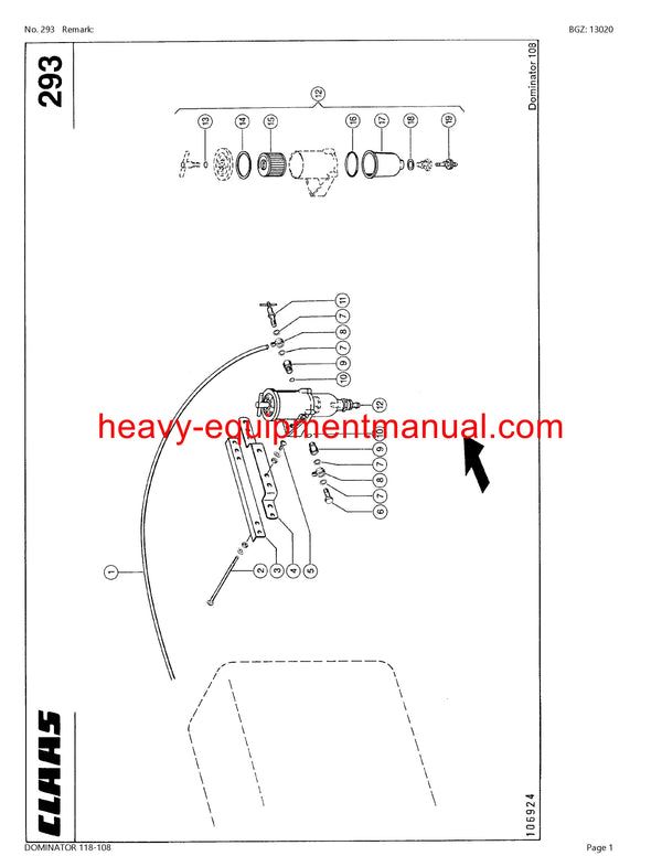 PDF Claas 118 - 108 Dominator Combine Parts Manual