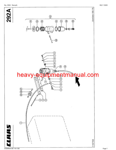 PDF Claas 118 - 108 Dominator Combine Parts Manual