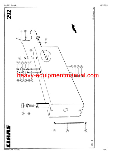 PDF Claas 118 - 108 Dominator Combine Parts Manual