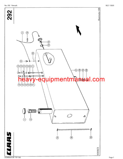 CLAAS DOMINATOR 118-108 COMBINE PARTS CATALOG MANUAL