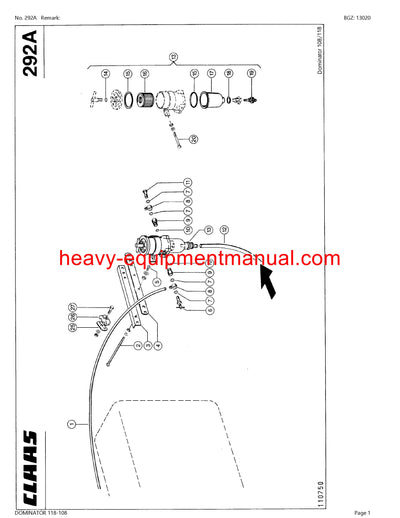 CLAAS DOMINATOR 118-108 COMBINE PARTS CATALOG MANUAL