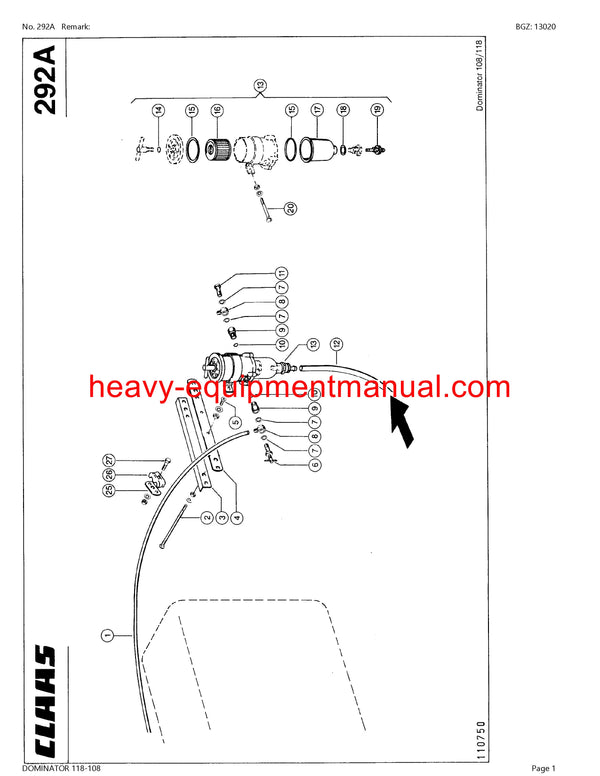 CLAAS DOMINATOR 118-108 COMBINE PARTS CATALOG MANUAL