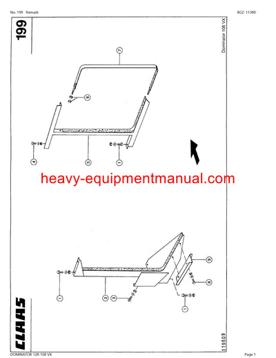 CLAAS DOMINATOR 128-108 VX COMBINE PARTS CATALOG MANUAL