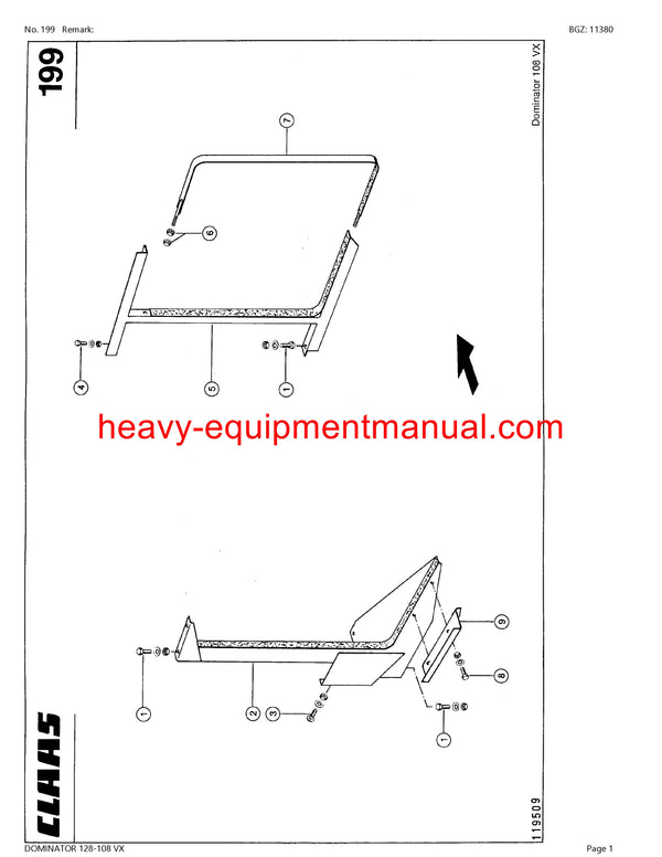 CLAAS DOMINATOR 128-108 VX COMBINE PARTS CATALOG MANUAL