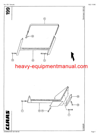 PDF Claas 128 - 108 VX Dominator Combine Parts Manual