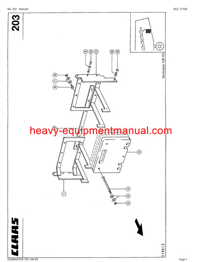 PDF Claas 128 - 108 VX Dominator Combine Parts Manual