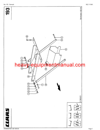 PDF Claas 128 - 108 VX Dominator Combine Parts Manual