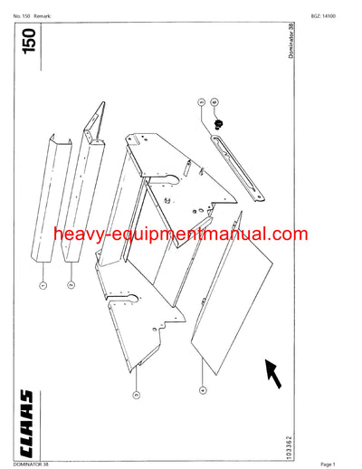 CLAAS DOMINATOR 38 COMBINE PARTS CATALOG MANUAL