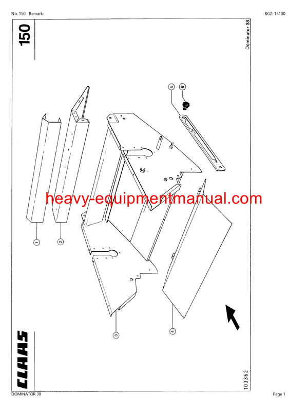 CLAAS DOMINATOR 38 COMBINE PARTS CATALOG MANUAL