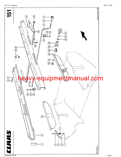 CLAAS DOMINATOR 38 COMBINE PARTS CATALOG MANUAL