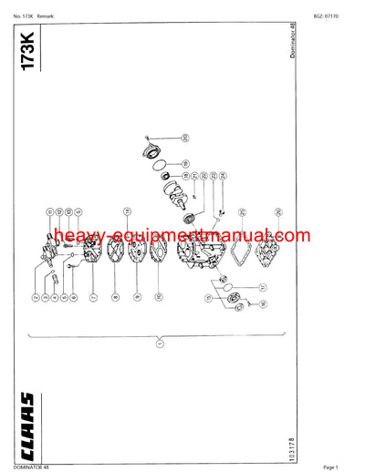 CLAAS DOMINATOR 48 COMBINE PARTS CATALOG MANUAL