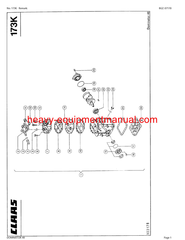 CLAAS DOMINATOR 48 COMBINE PARTS CATALOG MANUAL