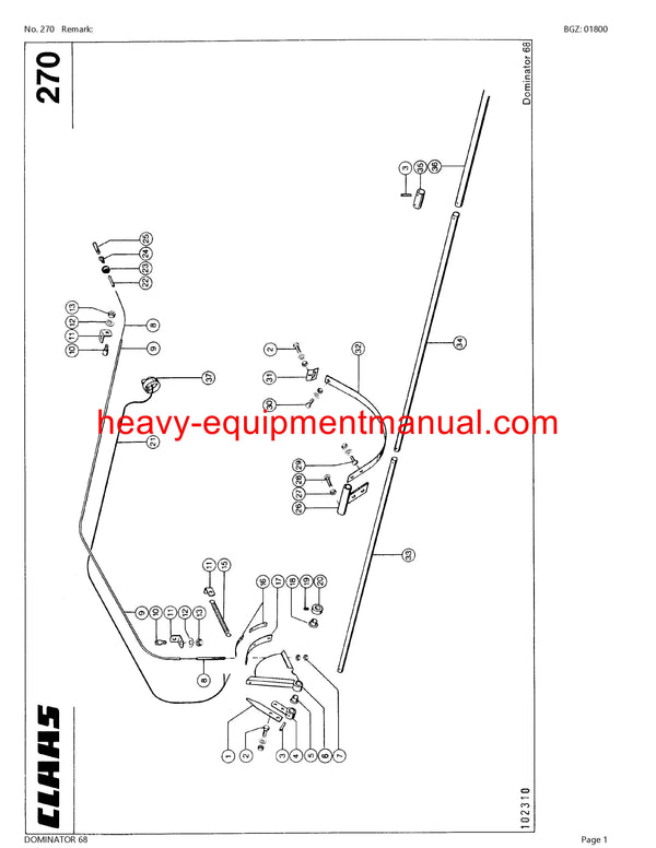 CLAAS DOMINATOR 68 COMBINE PARTS CATALOG MANUAL