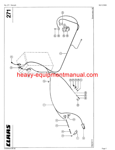 CLAAS DOMINATOR 68 COMBINE PARTS CATALOG MANUAL