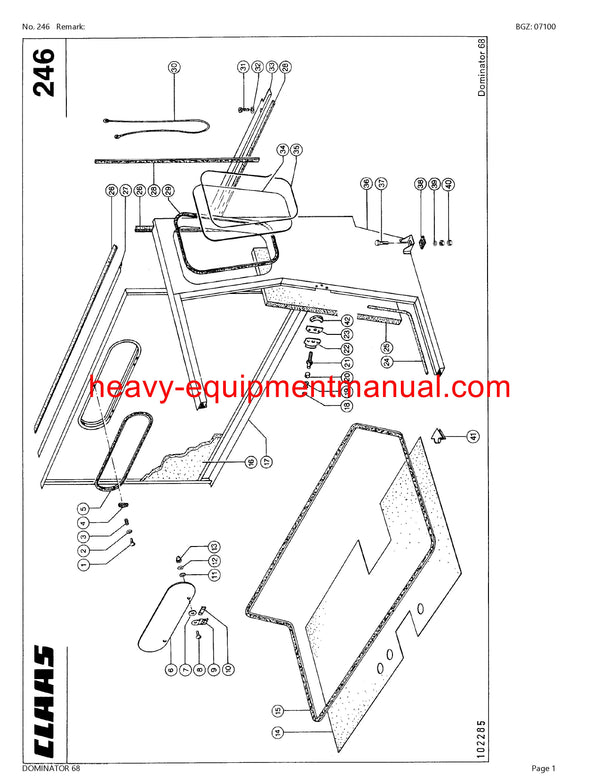 PDF Claas 68 Dominator Combine Parts Manual