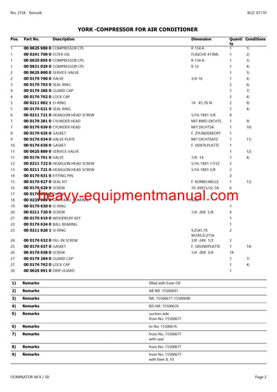 CLAAS DOMINATOR 68 R/SR COMBINE PARTS CATALOG MANUAL