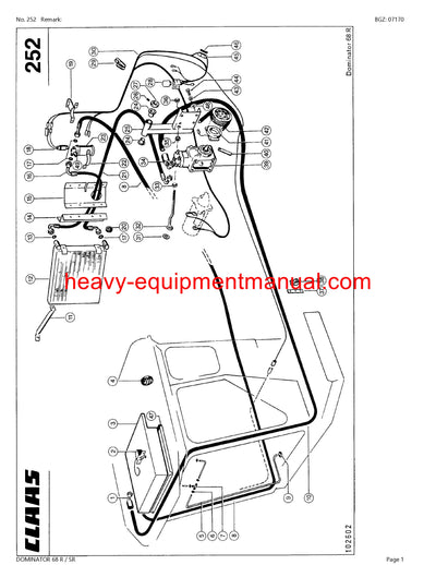 CLAAS DOMINATOR 68 R/SR COMBINE PARTS CATALOG MANUAL