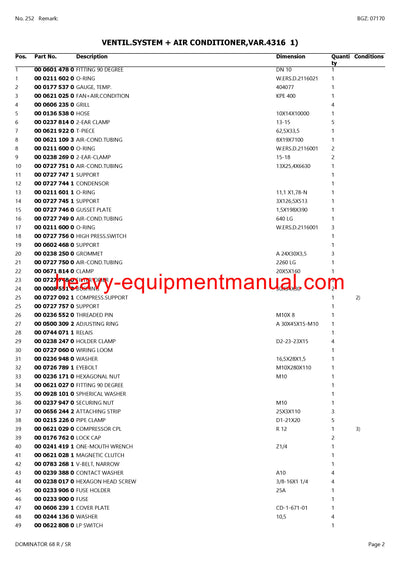 CLAAS DOMINATOR 68 R/SR COMBINE PARTS CATALOG MANUAL