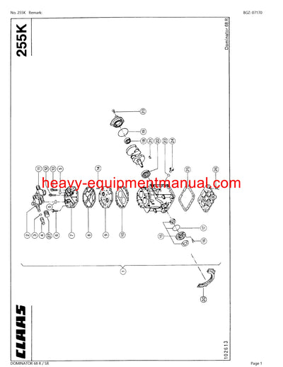 CLAAS DOMINATOR 68 R/SR COMBINE PARTS CATALOG MANUAL