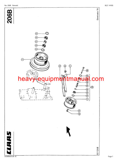 CLAAS DOMINATOR 76 COMBINE PARTS CATALOG MANUAL (SN: 13900011-13999999)