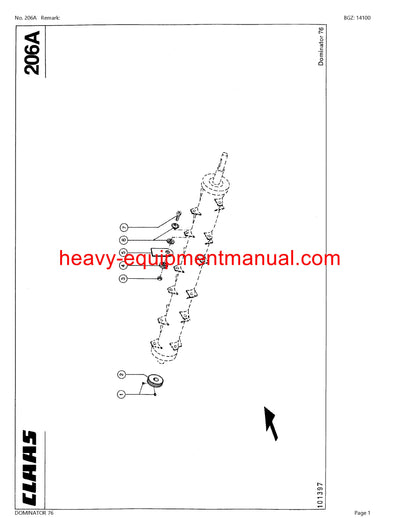 CLAAS DOMINATOR 76 COMBINE PARTS CATALOG MANUAL (SN: 13900011-13999999)