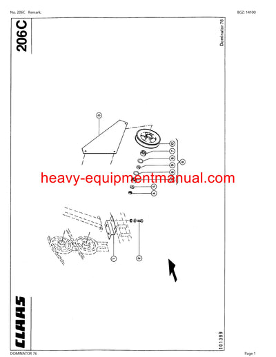CLAAS DOMINATOR 76 COMBINE PARTS CATALOG MANUAL (SN: 13900011-13999999)