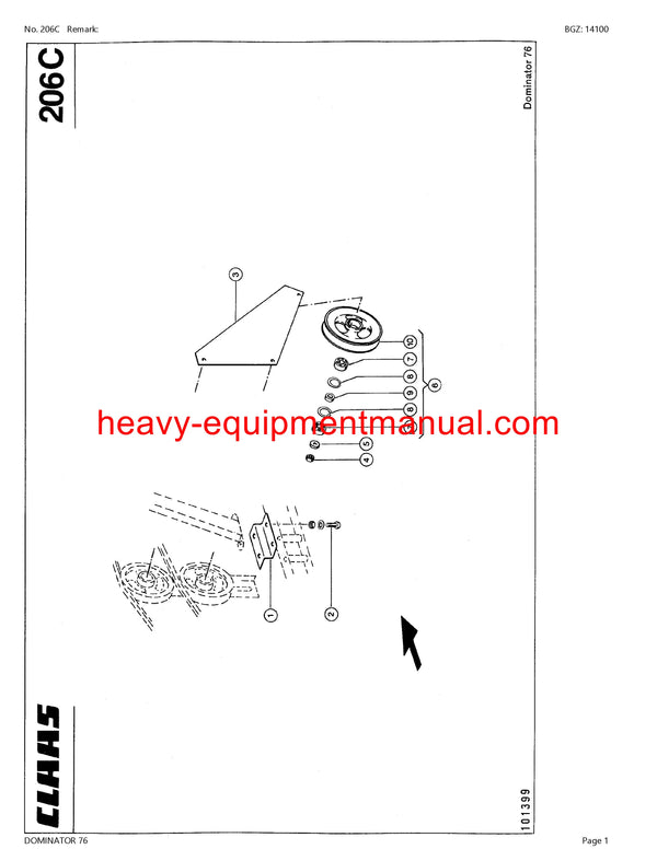 CLAAS DOMINATOR 76 COMBINE PARTS CATALOG MANUAL (SN: 08400011-08499999)