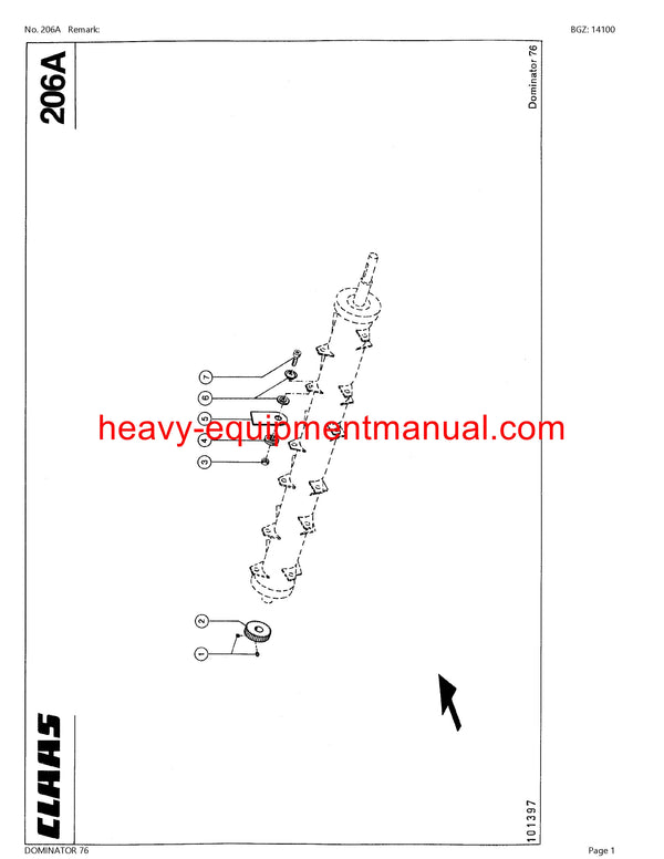 CLAAS DOMINATOR 76 COMBINE PARTS CATALOG MANUAL (SN: 08400011-08499999)