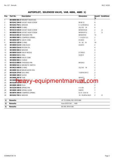 PDF Claas 78 Dominator Combine Parts Manual