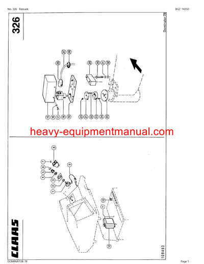 PDF Claas 78 Dominator Combine Parts Manual
