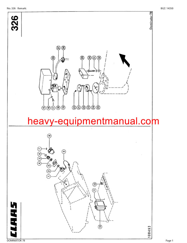 CLAAS DOMINATOR 78 COMBINE PARTS CATALOG MANUAL