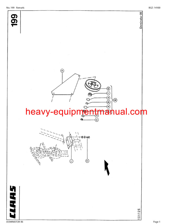 CLAAS DOMINATOR 86 COMBINE PARTS CATALOG MANUAL