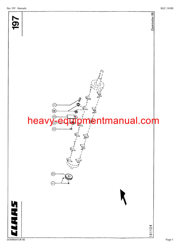 CLAAS DOMINATOR 86 COMBINE PARTS CATALOG MANUAL