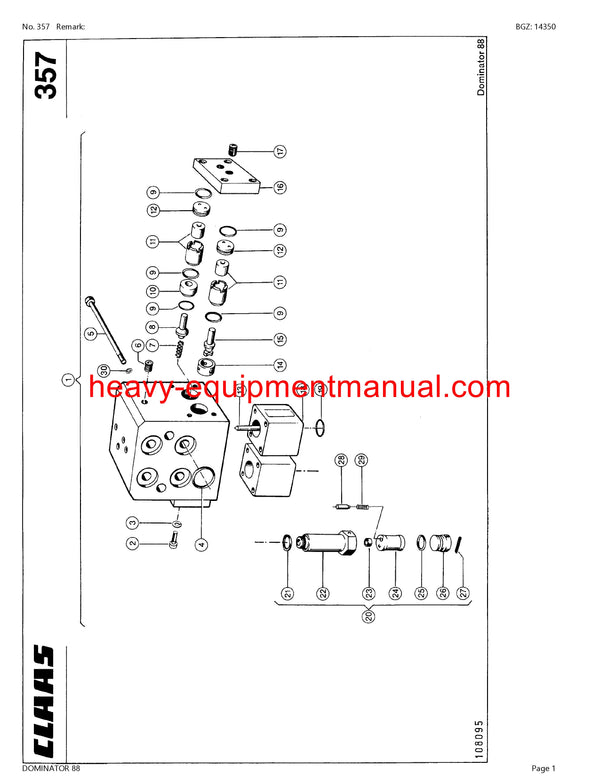 CLAAS DOMINATOR 88 COMBINE PARTS CATALOG MANUAL