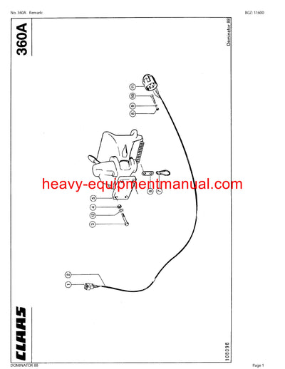 PDF Claas 88 Dominator Combine Parts Manual