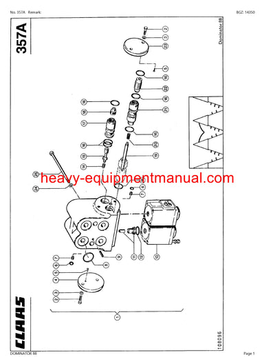 CLAAS DOMINATOR 88 COMBINE PARTS CATALOG MANUAL