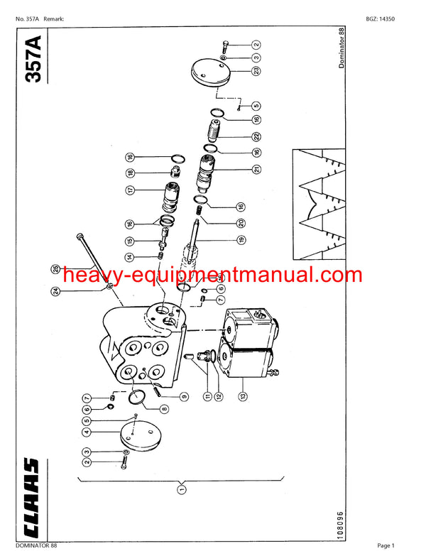 CLAAS DOMINATOR 88 COMBINE PARTS CATALOG MANUAL