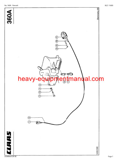 CLAAS DOMINATOR 88 COMBINE PARTS CATALOG MANUAL