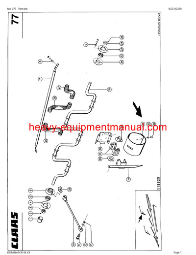 PDF Claas 88 VX Dominator Combine Parts Manual