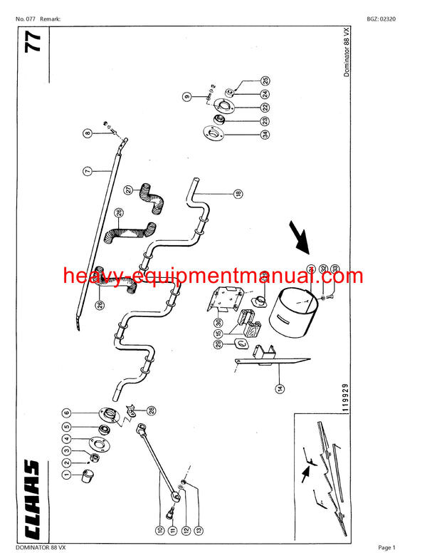 PDF Claas 88 VX Dominator Combine Parts Manual