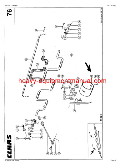 PDF Claas 88 VX Dominator Combine Parts Manual