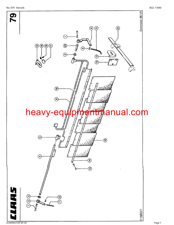 PDF Claas 88 VX Dominator Combine Parts Manual