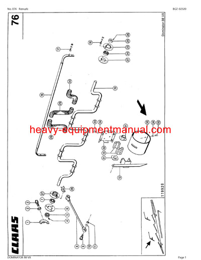CLAAS DOMINATOR 88 VX COMBINE PARTS CATALOG MANUAL