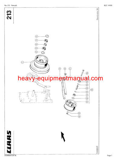 CLAAS DOMINATOR 96 COMBINE PARTS CATALOG MANUAL (SN: 14000021-14099999)