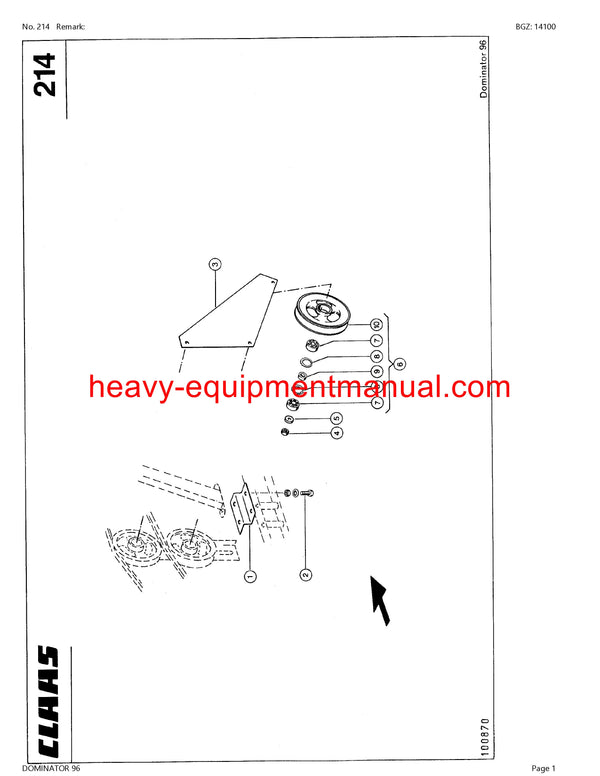 PDF Claas 96 Dominator Combine Parts Manual