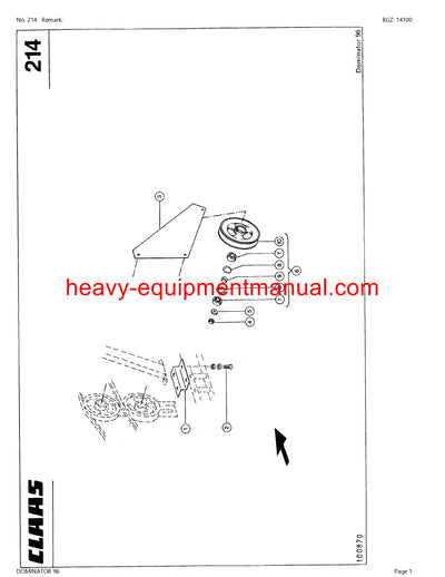 CLAAS DOMINATOR 96 COMBINE PARTS CATALOG MANUAL (SN: 14000021-14099999)